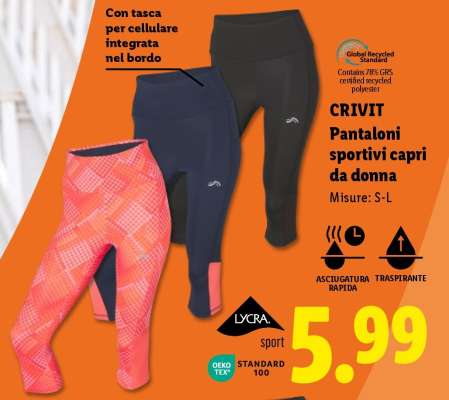 CRIVIT Pantaloni sportivi capri da donna