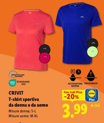 CRIVIT T-shirt sportiva da donna o da uomo
