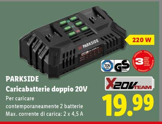 PARKSIDE Caricabatterie doppio 20V