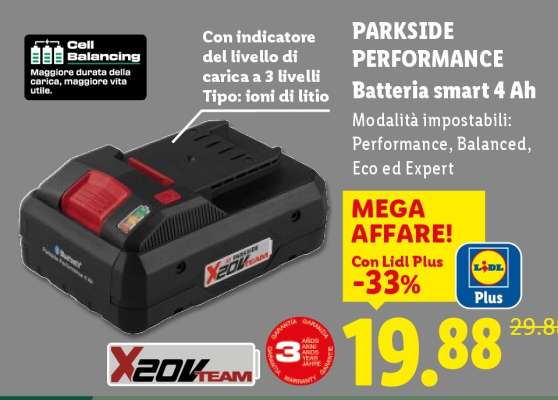 PARKSIDE PERFORMANCE Batteria smart 4 Ah