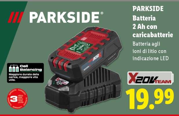 PARKSIDE Batteria 2 Ah con caricabatterie