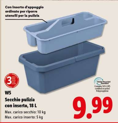 W5 Secchio pulizia con inserto, 18 L