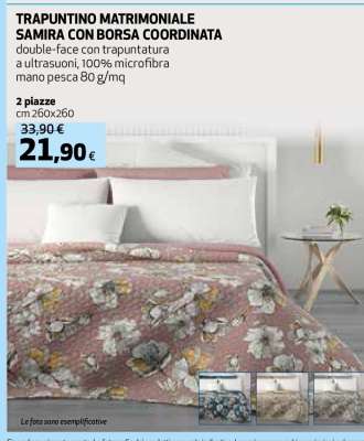 TRAPUNTINO MATRIMONIALE SAMIRA CON BORSA COORDINATA