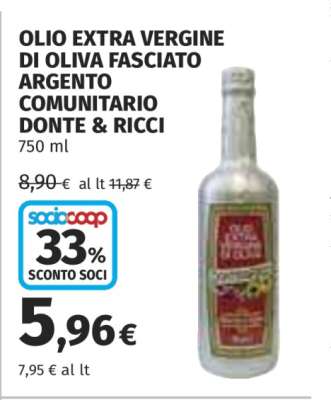 OLIO EXTRA VERGINE DI OLIVA FASCIATO ARGENTO COMUNITARIO DONTE & RICCI