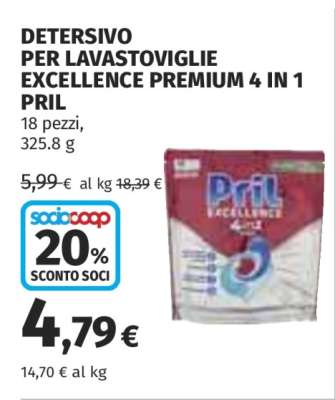 DETERSIVO PER LAVASTOVIGLIE EXCELLENCE PREMIUM 4 IN 1 PRIL