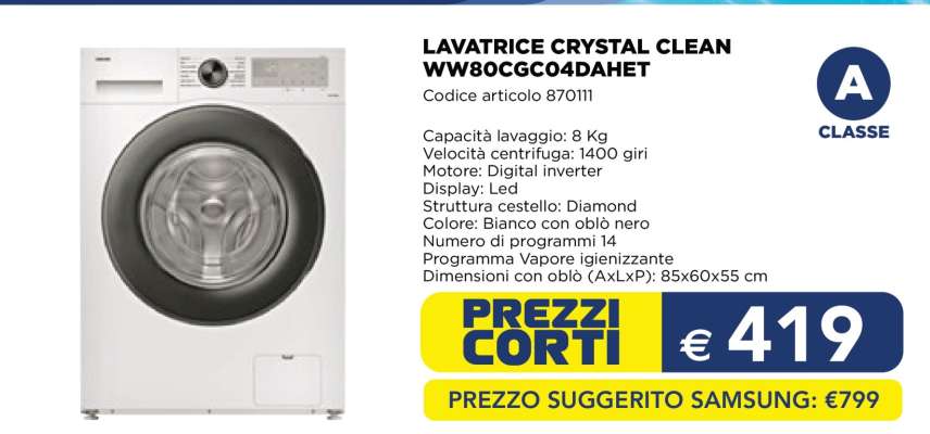 LAVATRICE CRYSTAL CLEAN WW80GC04DAHET
