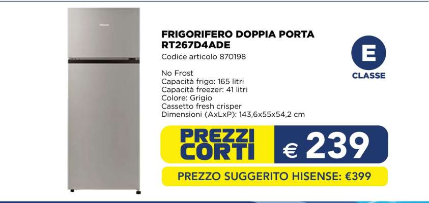 FRIGORIFERO DOPPIA PORTA RT267D4ADE