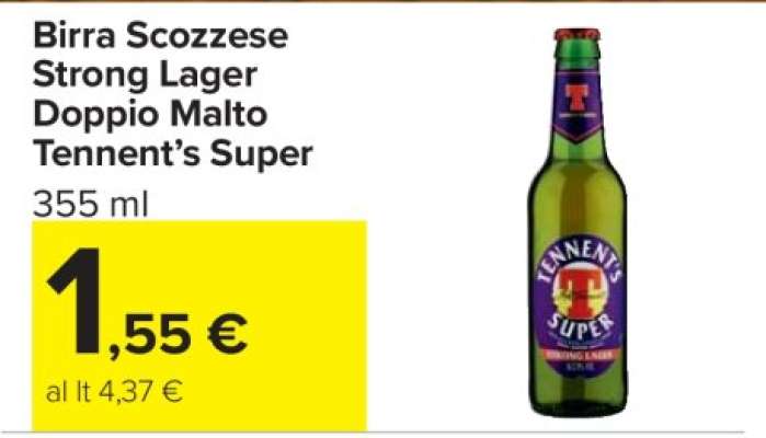 Birra Scozzese Strong Lager Doppio Malto Tennent’s Super