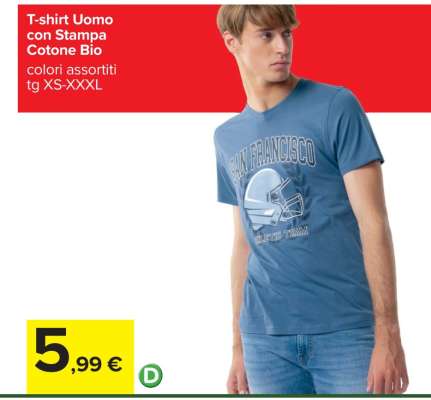 T-shirt Uomo con Stampa Cotone Bio