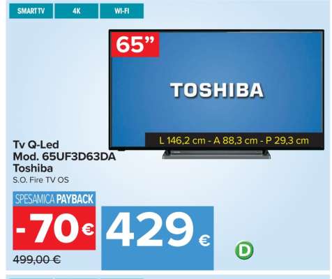 Tv Q-Led Mod. 65UF3D63DA Toshiba