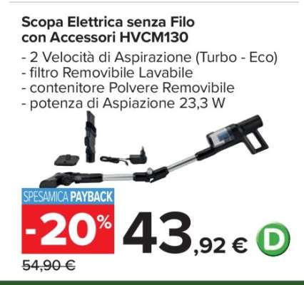 Scopa Elettrica senza Filo con Accessori HVCM130