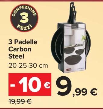 3 Padelle Carbon Steel