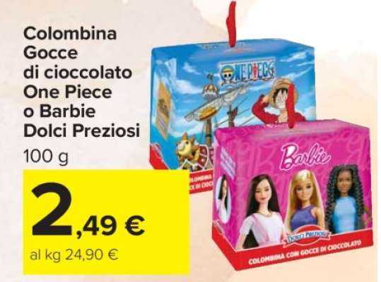 Colombina Gocce di cioccolato One Piece o Barbie Dolci Preziosi