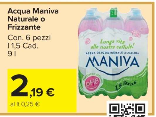 Acqua Maniva Naturale o Frizzante
