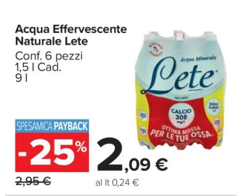 ACQUA EFFERVESCENTE NATURALE LETE