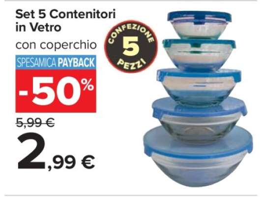Set 5 Contenitori in Vetro