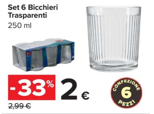 Set 6 bicchieri trasparenti