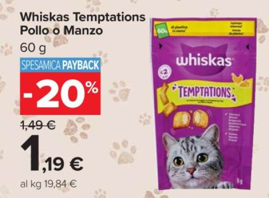 Whiskas Temptations Pollo o Manzo