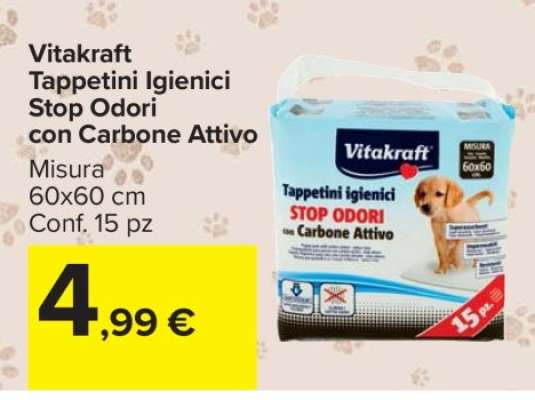 Vitakraft Tappetini igienici Stop Odori con Carbone Attivo