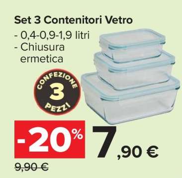 Set 3 Contenitori Vetro