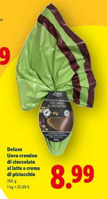 Deluxe Uovo cremino di cioccolato al latte e crema di pistacchio