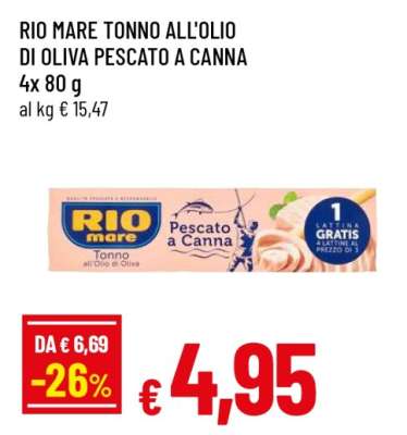 RIO MARE Tonno all'Olio di Oliva Pescato a Canna