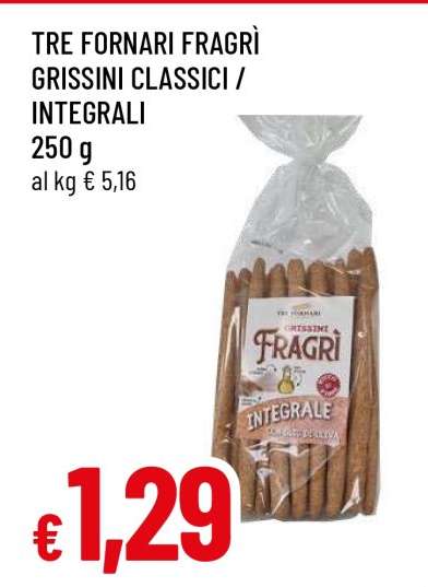 TRE FORNARI FRAGRÌ GRISSINI CLASSICI / INTEGRALI