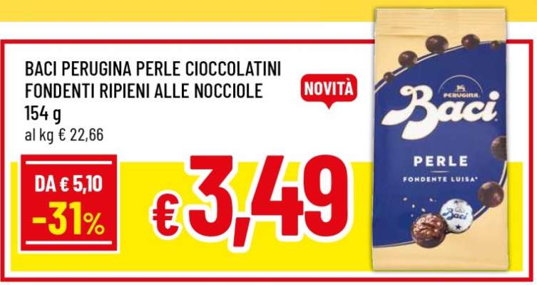 BACI PERUGINA PERLE CIOCCOLATINI FONDENTI RIPIENI ALLE NOCCIOLE