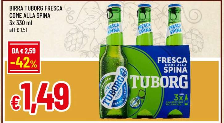 BIRRA TUBORG FRESCA COME ALLA SPINA