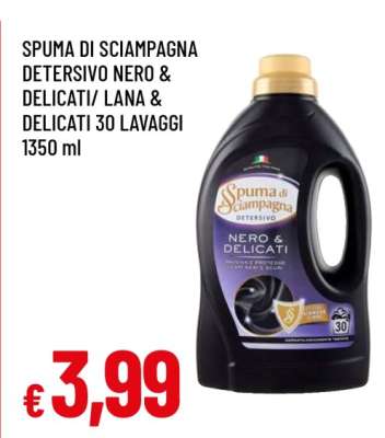 SPUMA DI SCIAMPAGNA DETERSIVO NERO & DELICATI/ LANA & DELICATI 30 LAVAGGI 1350 ml