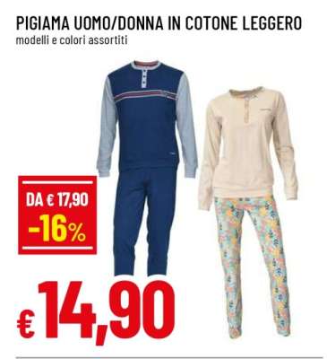 Pigiama Uomo/Donna in Cotone Leggero