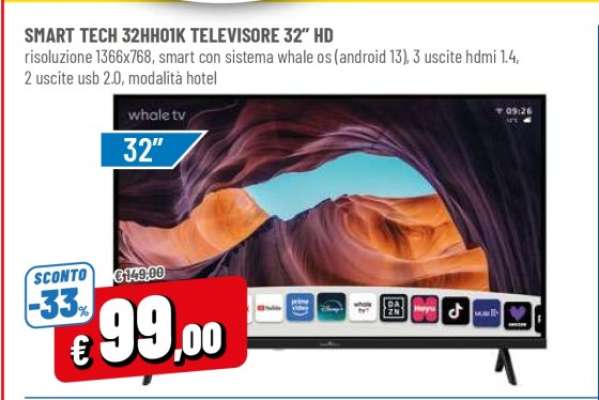SMART TECH 32HH01K TELEVISORE 32” HD