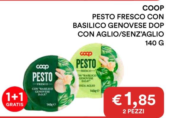 COOP PESTO FRESCO CON BASILICO GENOVESE DOP CON AGLIO/SENZ'AGLIO 140 G