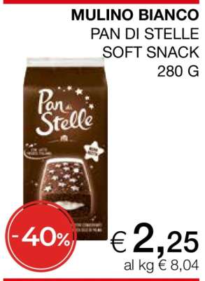 MULINO BIANCO PAN DI STELLE SOFT SNACK 280 G
