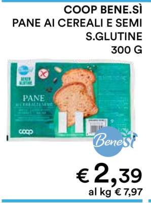 COOP BENE.SÌ PANE AI CEREALI E SEMI S.GLUTINE 300 G