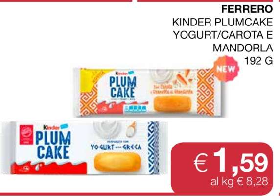 FERRERO KINDER PLUMCAKE YOGURT/CAROTA E MANDORLA
