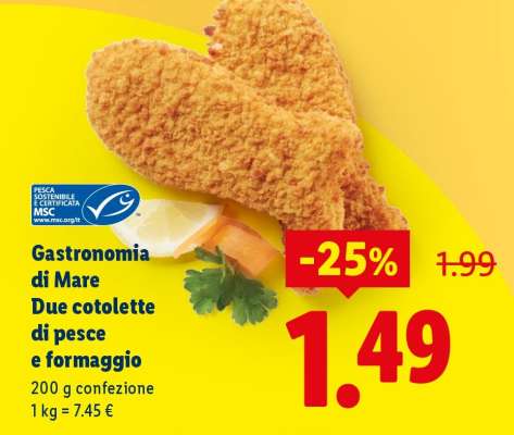 Gastronomia di Mare Due cotolette di pesce e formaggio