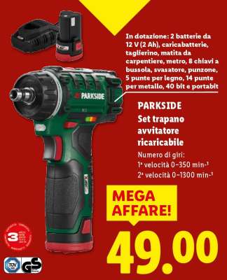 PARKSIDE Set trapano avvitatore ricaricabile