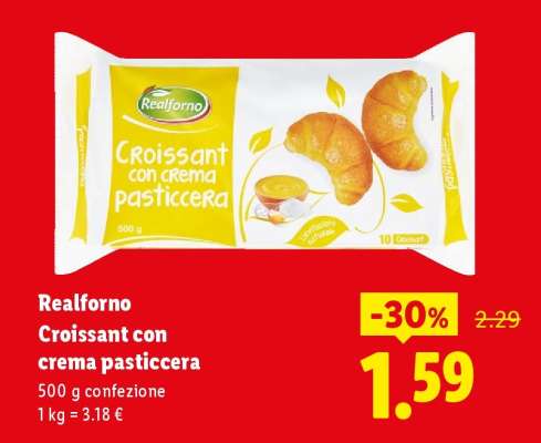 Realforno Croissant con crema pasticcera