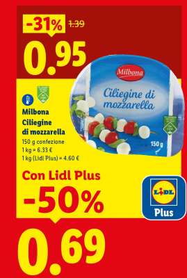 Milbona Ciliegine di mozzarella