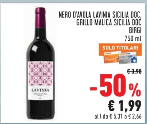 Nero d’Avola Lavinia Sicilia DOC, Grillo Malicà Sicilia DOC Birgi