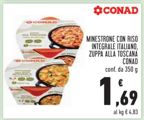 MINESTRONE CON RISO INTEGRALE ITALIANO, ZUPPA ALLA TOSCANA CONAD