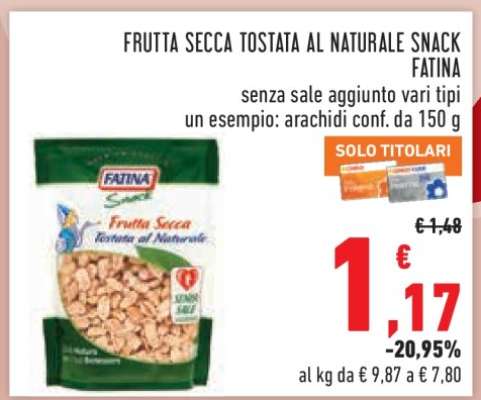 FRUTTA SECCA TOSTATA AL NATURALE SNACK FATINA