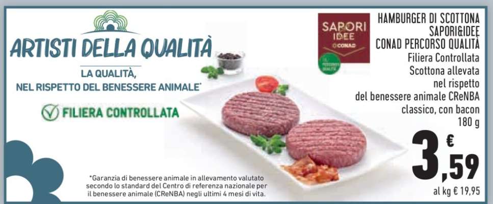 Hamburger di Scottona Sapori&Idee Conad Percorso Qualità