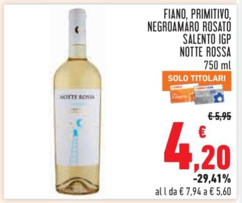 FIANO, PRIMITIVO, NEGROAMARO ROSATO SALENTO IGP NOTTE ROSSA