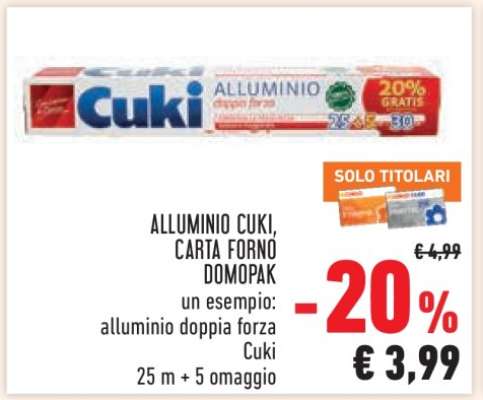 ALLUMINIO CUKI, CARTA FORNO DOMOPAK