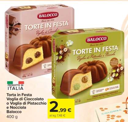 Torta in Festa Voglia di Cioccolato o Voglia di Pistacchio e Nocciola Balocco