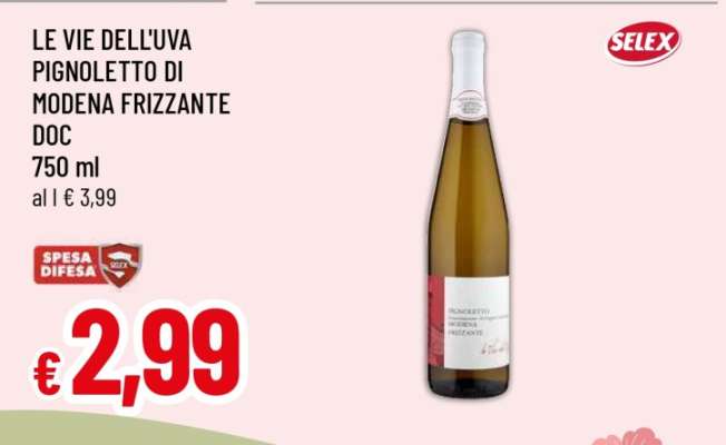 LE VIE DELL'UVA PIGNOLETTO DI MODENA FRIZZANTE DOC