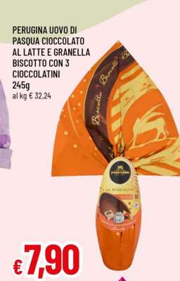 PERUGINA UOVO DI PASQUA CIOCCOLATO AL LATTE E GRANELLA BISCOTTO CON 3 CIOCCOLATINI