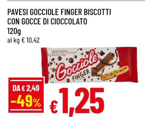 Pavesi Gocciole Finger Biscotti con Gocce di Cioccolato